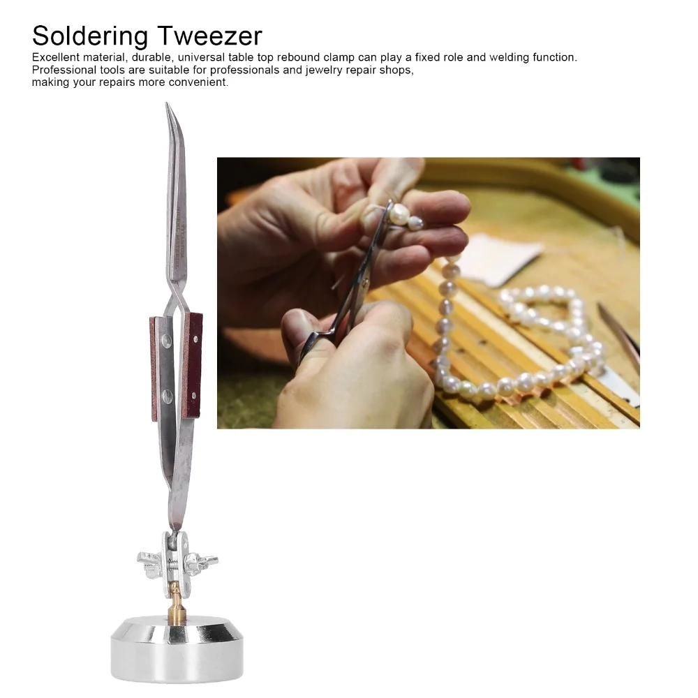 

Пинцет для пайки с металлическим основанием, стабильное основание, изогнутый рот, ювелирные изделия, сварочный пинцет, прямой рот, вращение на 360 градусов