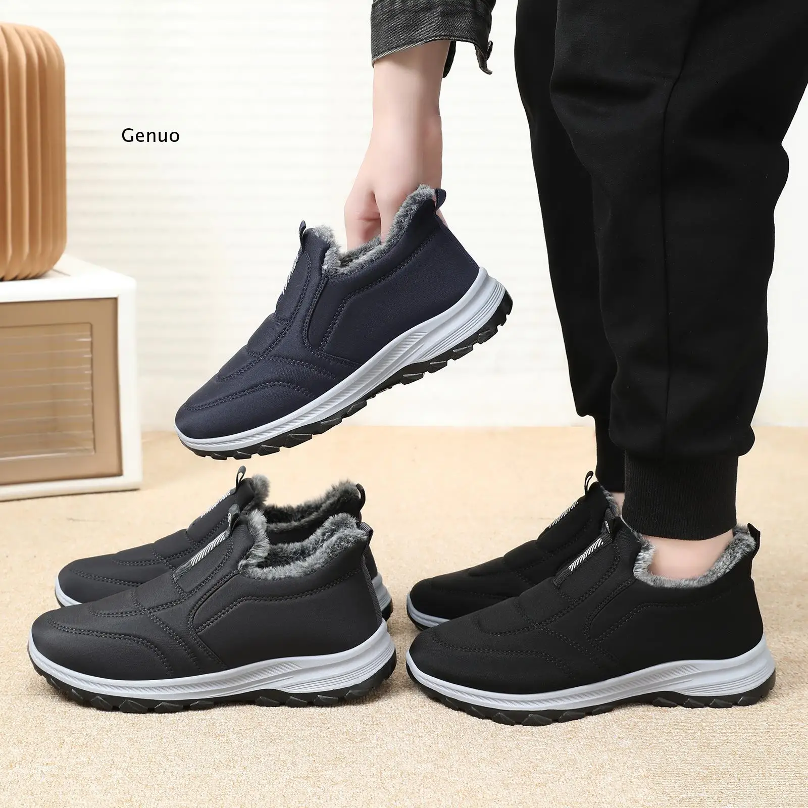 

Мужские и женские зимние ботинки больших размеров, утепленные флисом, толстые теплые ботинки до щиколотки, парные ботинки для прогулок на улице