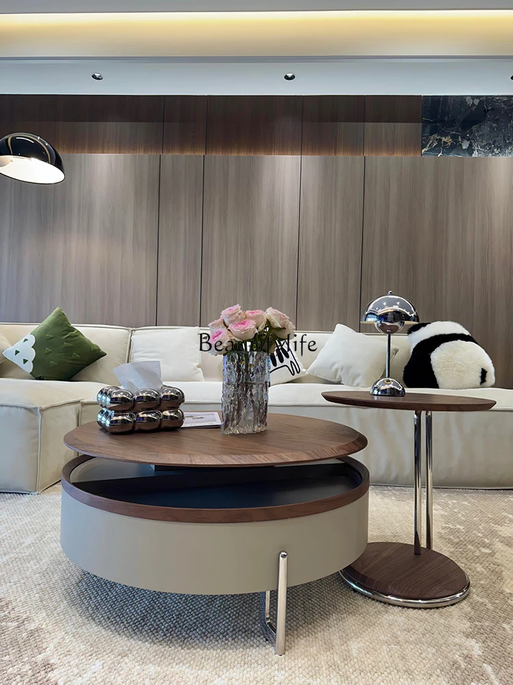 

Italian minimalist round cloud hidden coffee table modern simple living room household small apartment light luxury high sense