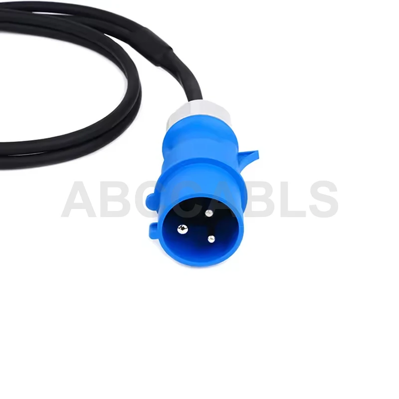 Jinsanhuhu 16A Waterproof One-in-Two Power Splitter PVC Material Blue Aviation Connector Male Plug For Stage Lighting