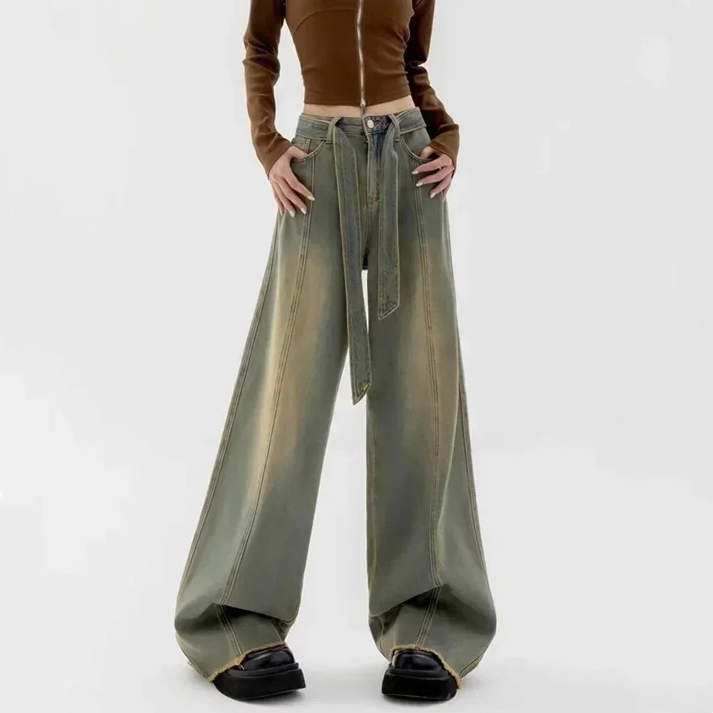 

Casual Streetwear Distressed Trousers High Waist Pants Four Seasons Wear Hot Girl Style Slightly Elastic Brand New Condition