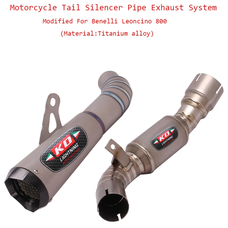 For Benelli Leoncino 800 Slip On Middle Tubes With Exhaust Muffler Pipe Titanium Alloy Tips System Escape