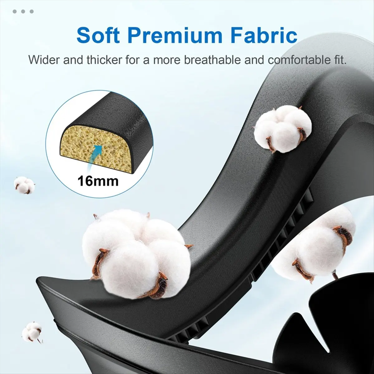 RISE- Facial Interface Face Pad Cover for Meta/Oculus Quest 3S Accessories, Comfort PU Face and Ice Silk Cotton Cushion