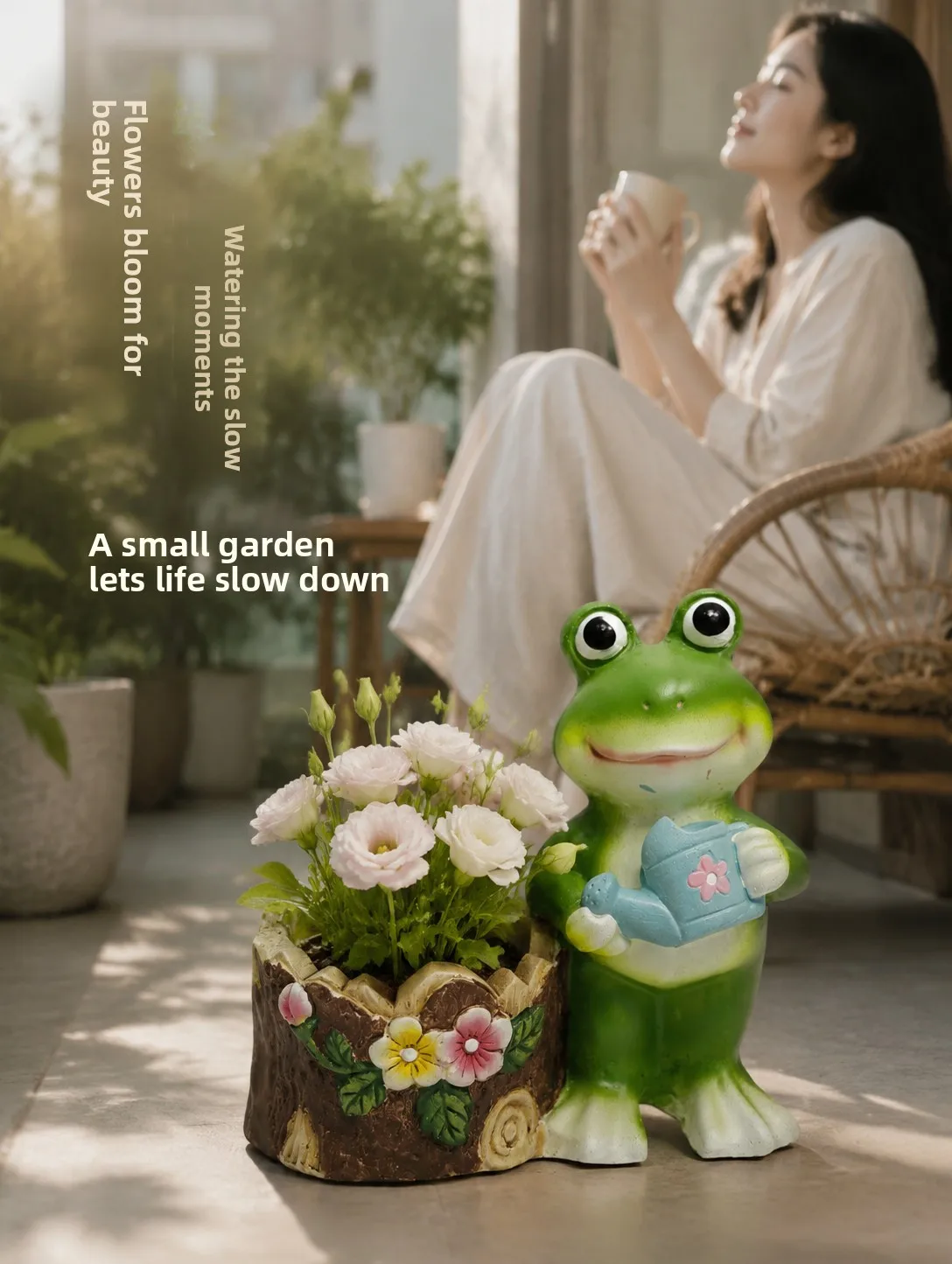 Outdoor Garden Frog Shaped Flower Pot Decorative Ornament High Aesthetic Value Cute Design Balcony Yard Landscape Decoration