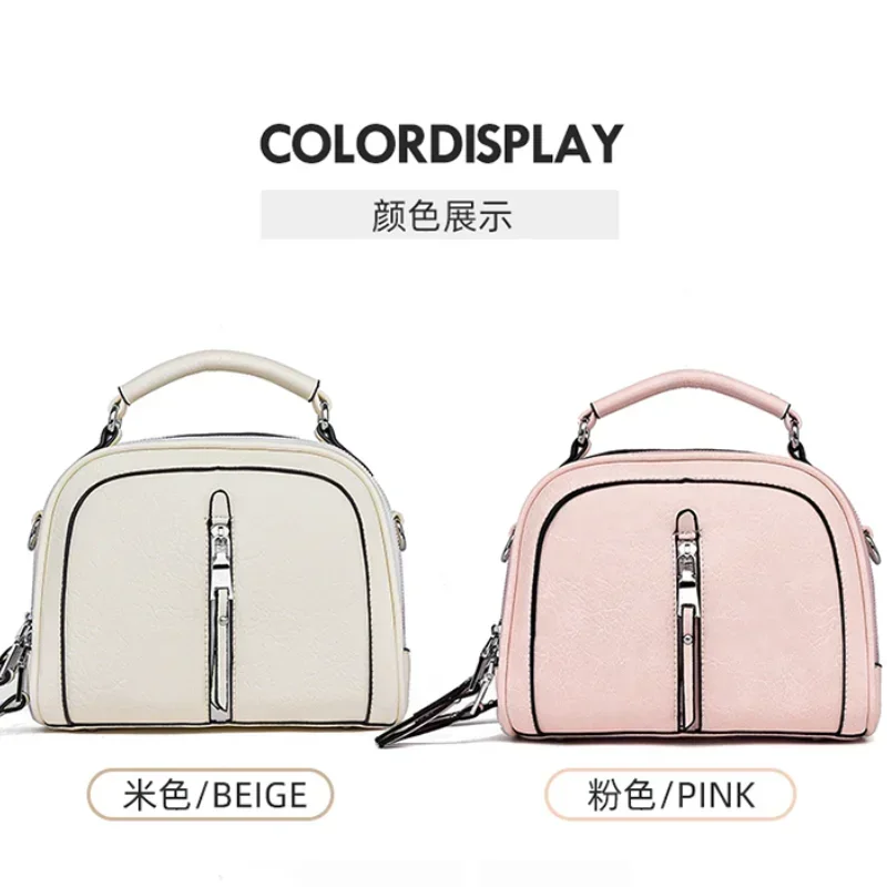 Solid PU Zipper Handbag 2024 Hot Selling Sewing Thread Fashion Crossbody Bag Soft and Versatile Multi Functional Shoulder Bag