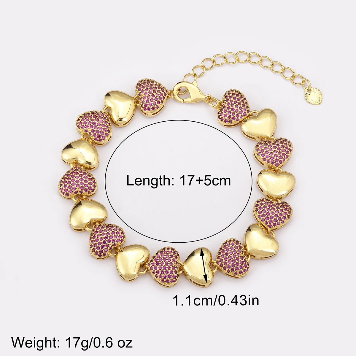 Nidin New Fashion Love Heart Shape Cubic Zirconia Charm Bracelets For Women Female Birthday Party Fine Jewelry Gift Wholesale