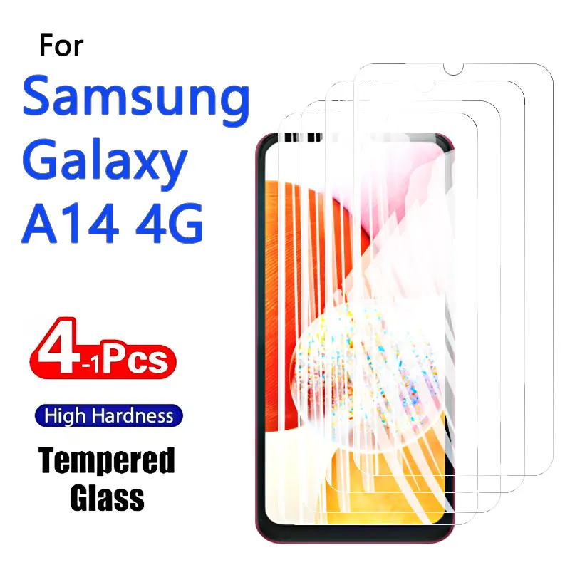 Displayschutzfolien für Galaxy A14 4G, Samsung, gehärtetes Glas, Kristall, 9H, hohes Aluminium, kratzfest, 6,6 Zoll, Fingerabdruck