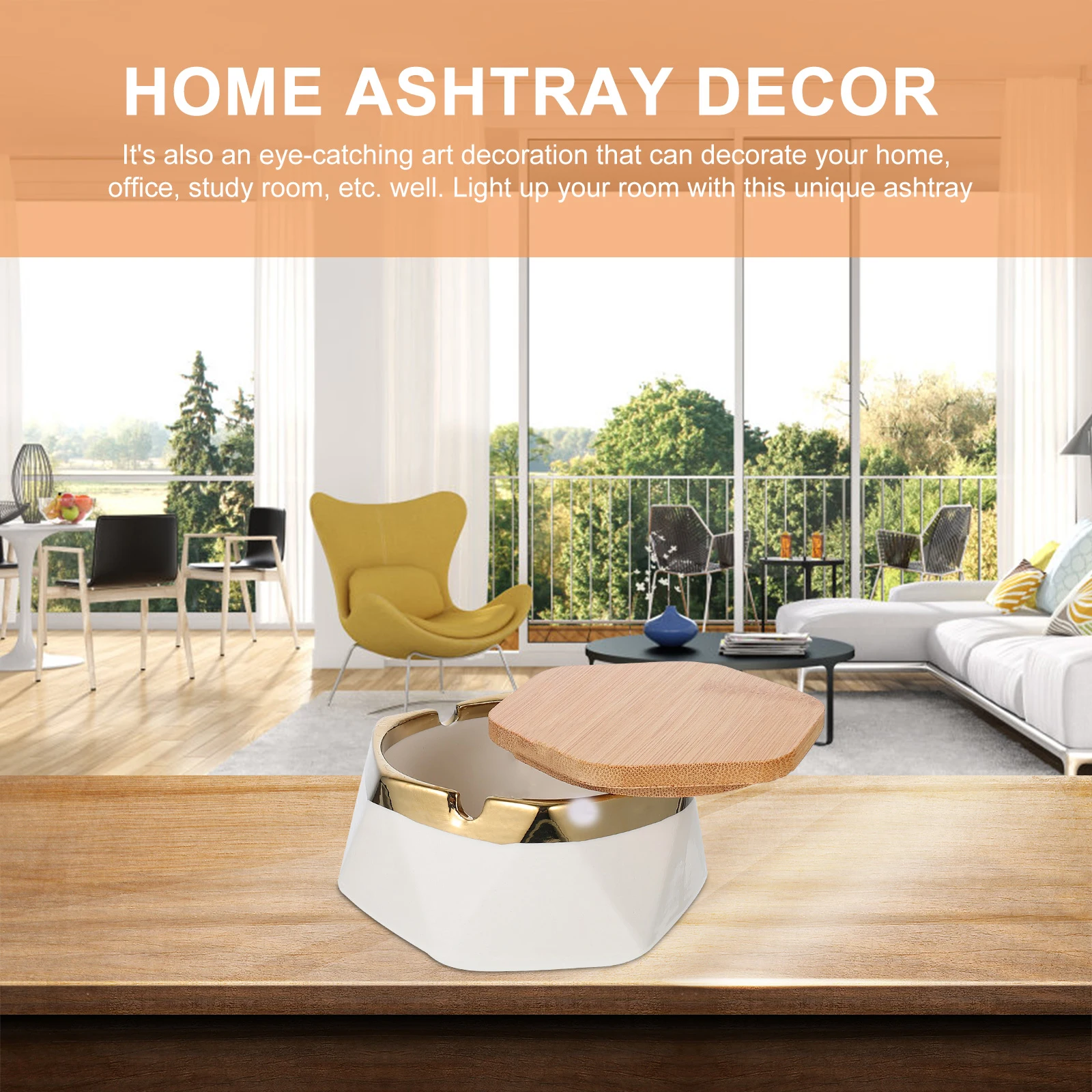 

Ceramic Ashtray With Lid Household Smoke Holder Large Capacity Vintage Home Office Decorative Porcelain Tray Multi-Function Soot