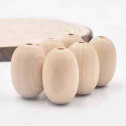 10pcs/lot Unfinished Natural Oval Wooden Beads Egg Shaped Rugby Wood Beads DIY Spacer Beads Jewelry Findings