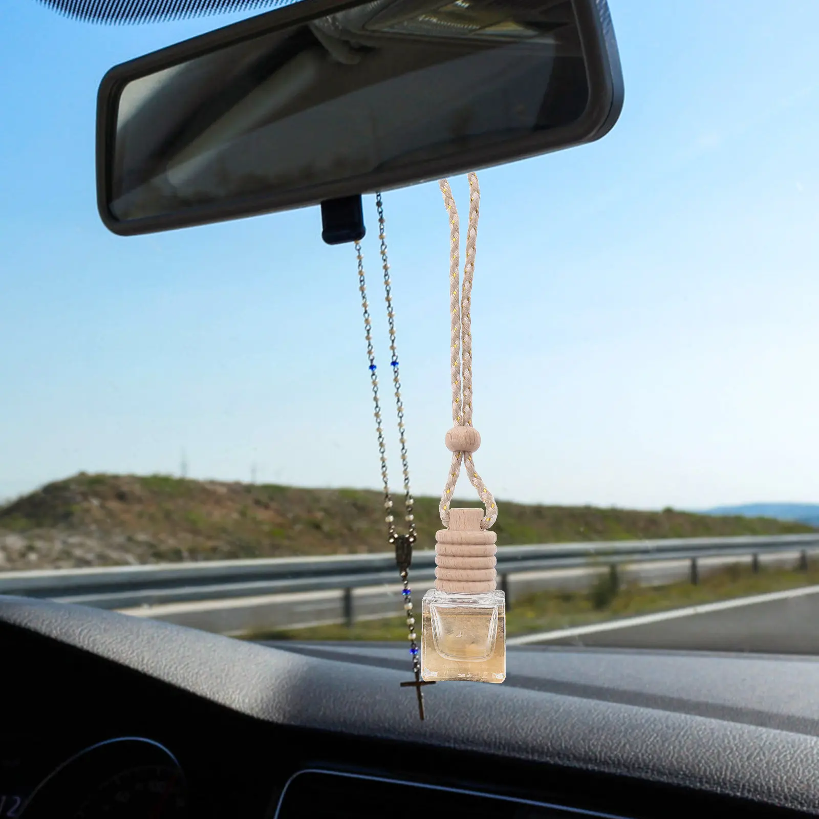 6 Pcs Stylish Perfume Aromatherapy Glass Bottle Car Essential Oil Hanging Diffuser
