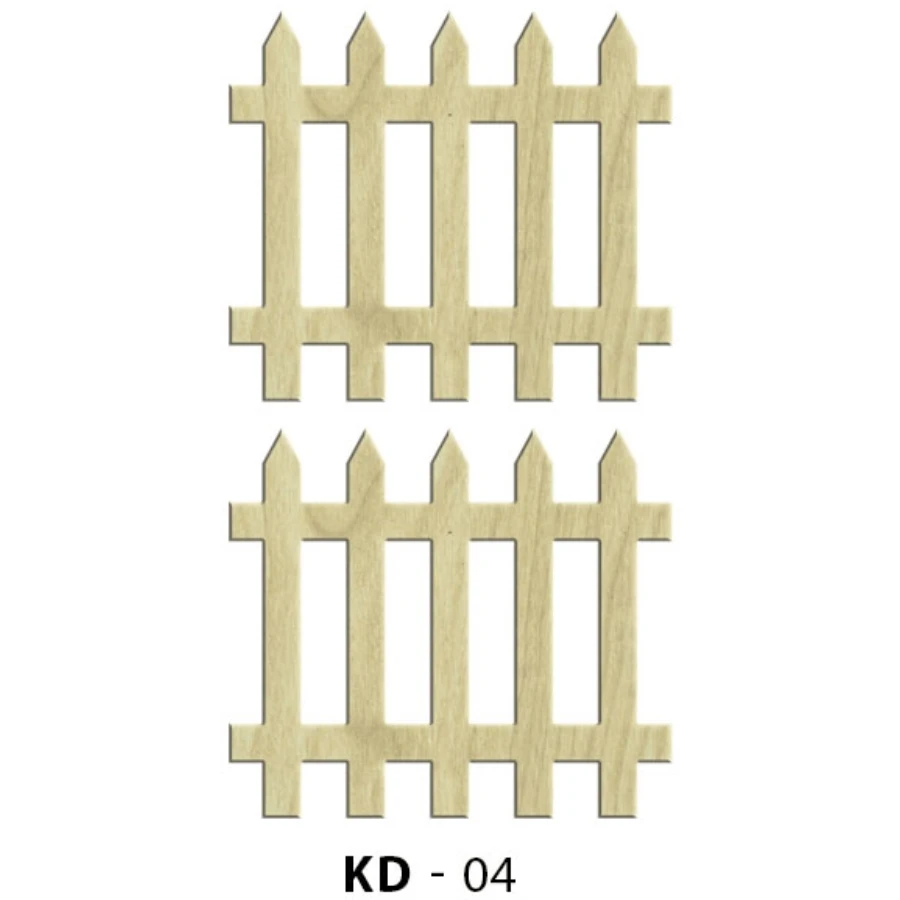 KD04 2li Set Fence Wood Package Ornament, Unpainted Wooden Ornament