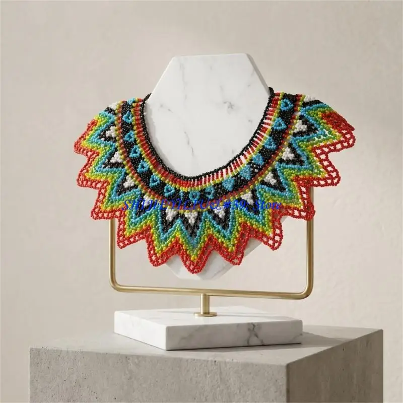 E21F Exaggerated Multi Strand Bead Necklace Multicolor Beaded Accessory Statement Jewelry Accessories for Women