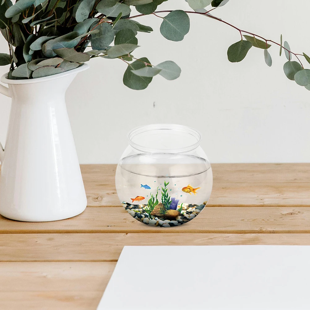 

Sturdy Plastic Fish Bowl Clear Aquarium Tank for Small Fish Shrimp Turtle Home Office Tabletop Decor Decorative Vase
