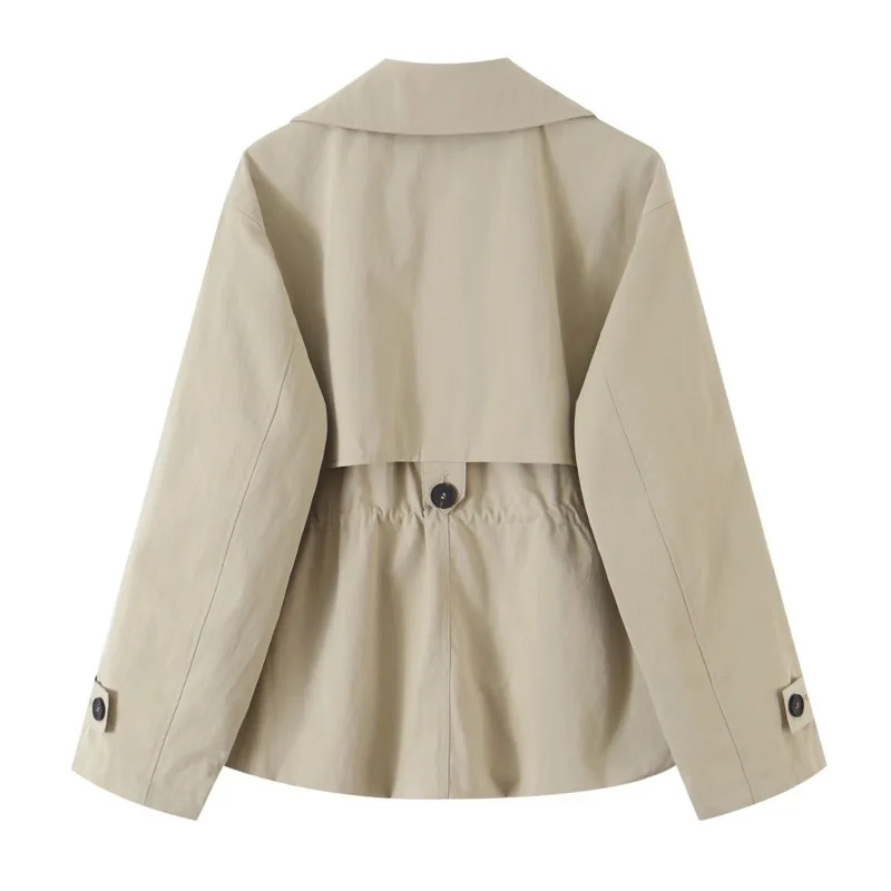HipSeam Women's Trench Coat with Adjustable Waist New 2026 Autumn Simple Lapel Collar Button Check Lining Women Jacket Tops