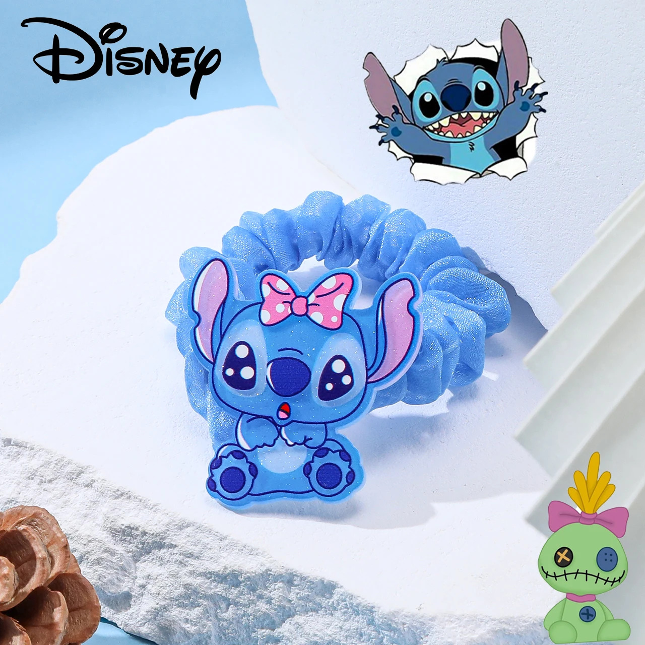 Disney Lilo and Stitch Hair Rope for Women Kawaii Stitch Acrylic Hairpin Rubber Band Hair Accessoires Girl Gifts