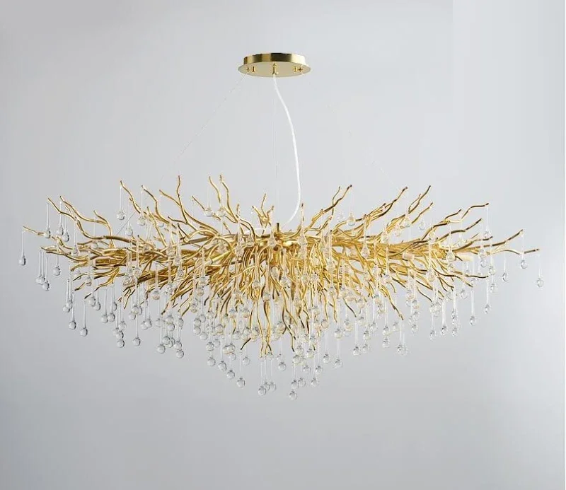 Modern Crystal Chandelier Luxury Golden Branch   Living Room Hotel Lobby Island Decoration Light