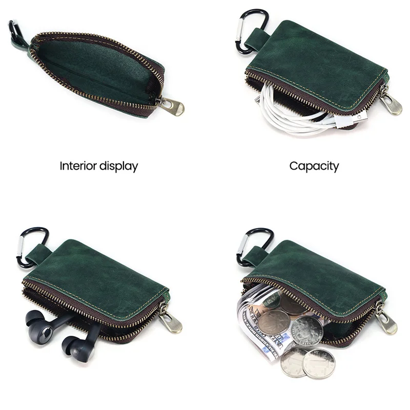 남성용 가죽 벨트 교수형 동전 지갑 지갑 및 동전 주머니 암소 가죽 동전 홀더 키 체인