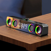 Multimedia Bluetooth Speaker Bluetooth 5.0 4 Speaker Structure Desktop Compact Bluetooth Speaker Clock Display RGB Light Effect