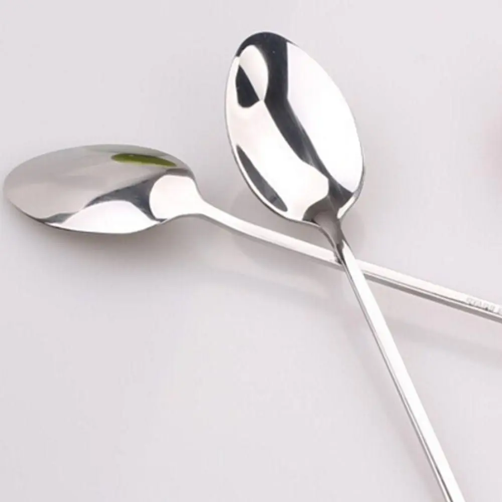 Silver Stainless Steel Long Handle Scoop Ice Cream Dessert Scoop Tea Spoon Drink Stirring Spoon Stick 20CM