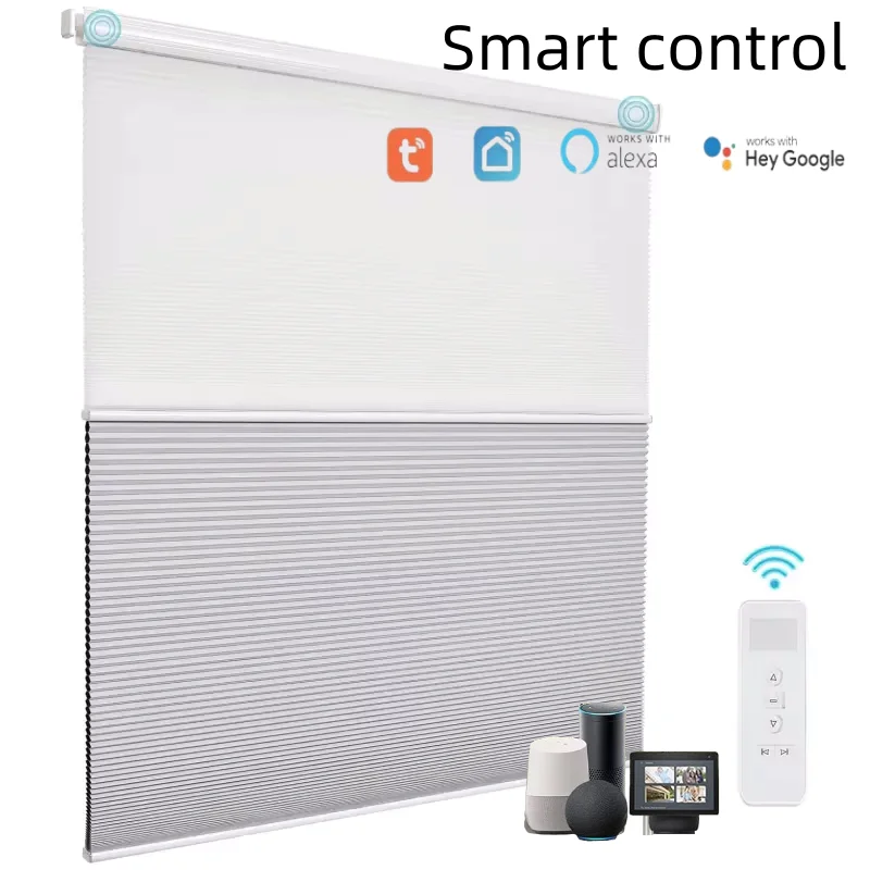 Customized Electric No Drill Cellular Blinds Smart Day Night Honeycomb Blinds for Window