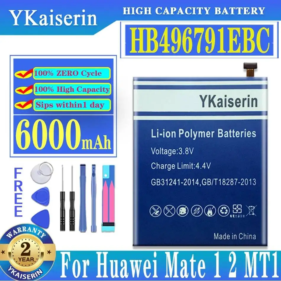 

Mobile Phone Battery HB496791EBC 6000Mah For Huawei Mate 1 2 MT1 MT2 MT1-U06 MT2-L02 MT2-L05