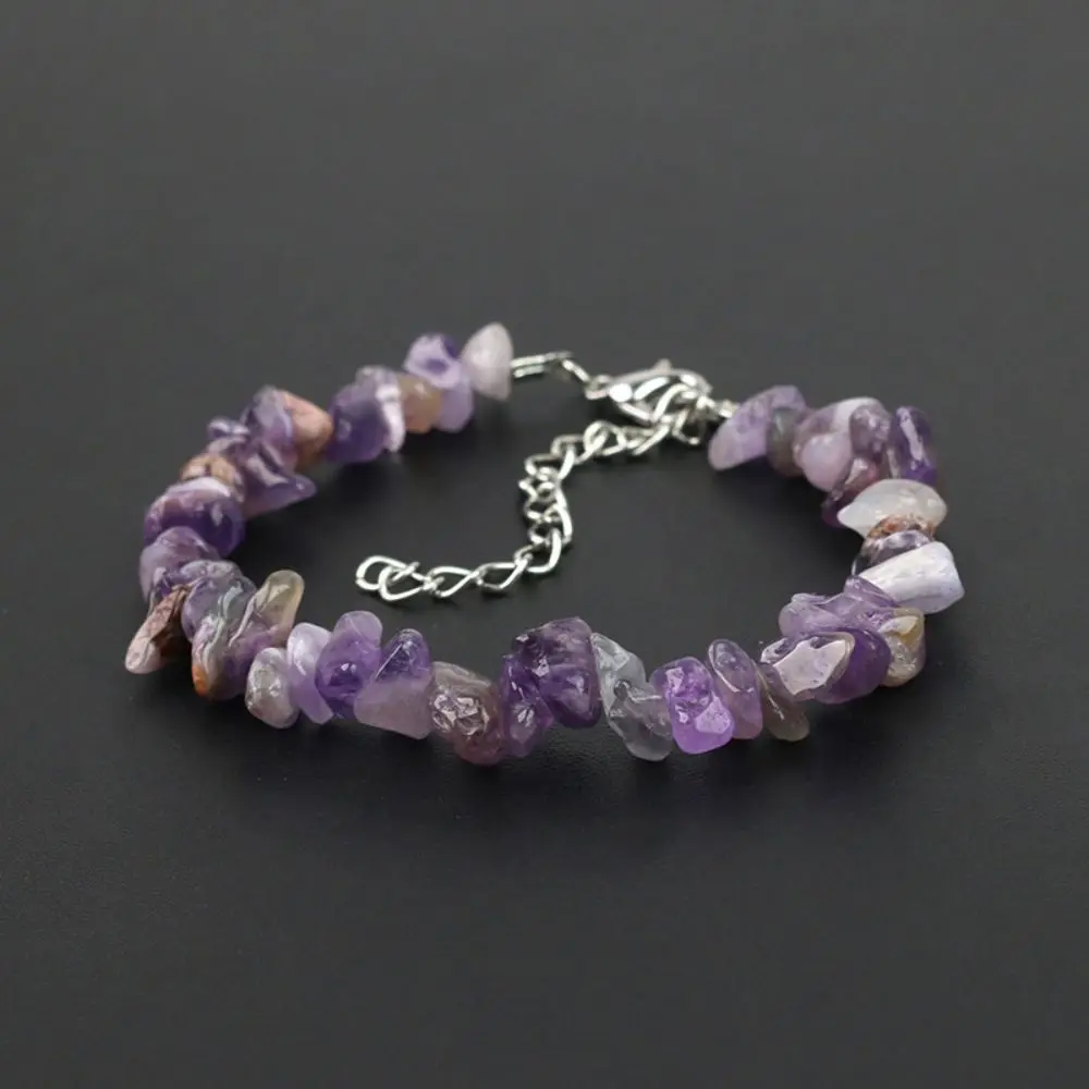 Natural Crystal Crushed Stone Bracelet Amethyst Aquamarine Irregular Stretch Chip Beads Stretch Bracelets Jewelry for Women