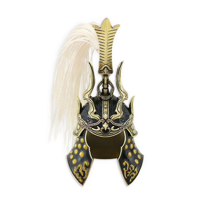 8cm Yonjie gioco che circonda casco generale Wuwei Hou Yueshan phoenix coda sapone oro casco in metallo modello di arma ornamenti giocattoli