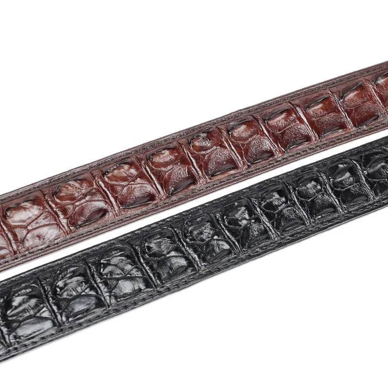 

Аутентичный мужской коричневый ремень из натуральной крокодиловой кожи с гладкой пряжкой, экзотический мужской черный поясной ремень из натуральной кожи аллигатора
