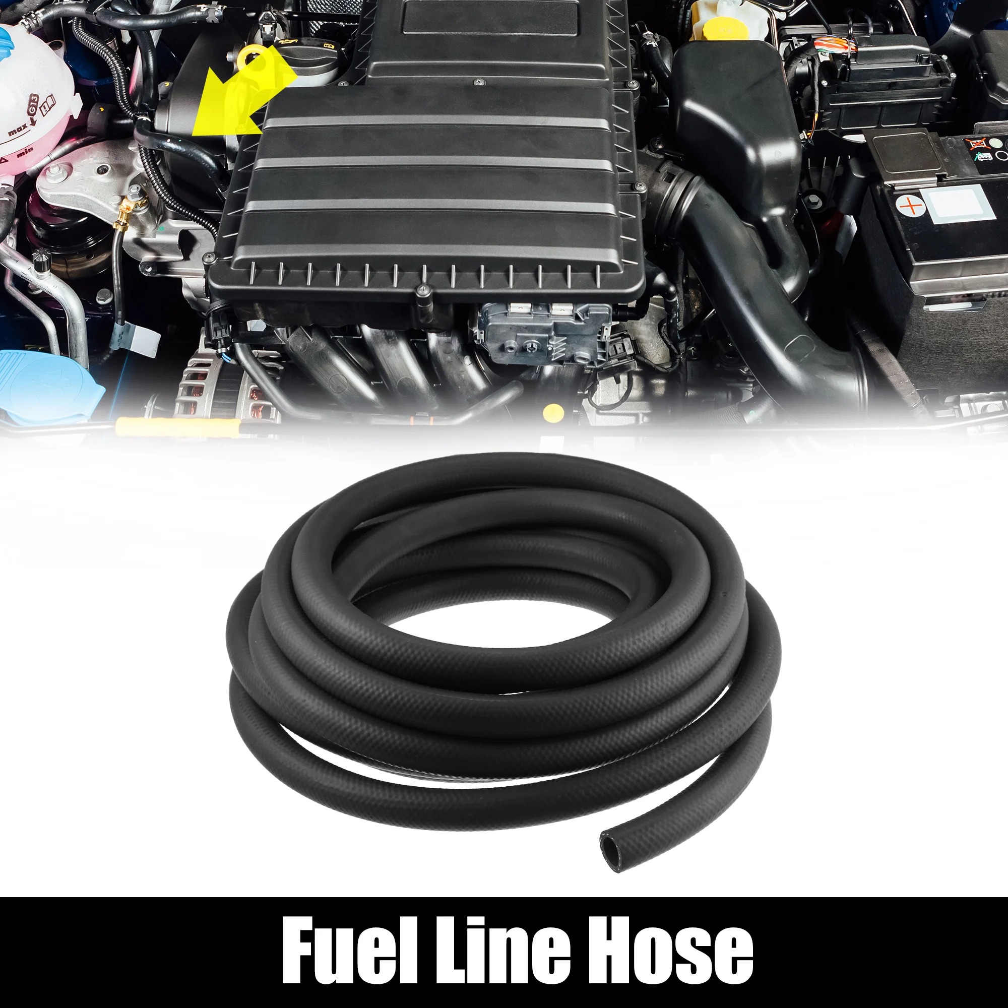 X Autohaux 1.5M 3M 7.5M 5FT - 25FT Car Fuel Hose Rubber Fuel Hose Line for Fuel System Oils Ethanol 6mm-16mm Inner Diameter