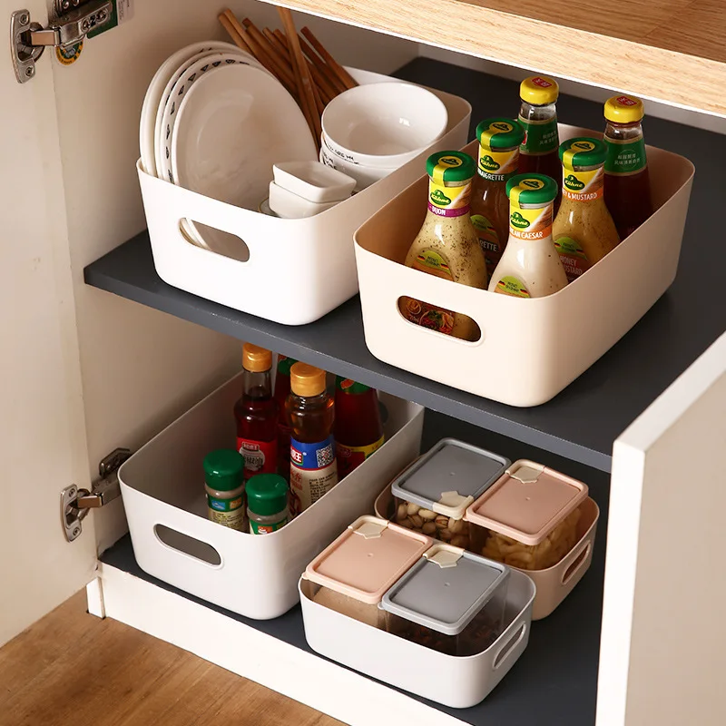 Hot 1 Pcs Desktop Plastic Box Cosmetics Finishing Box Kitchen Storage Box Snack Storage Basket Sundries Storage Baskets