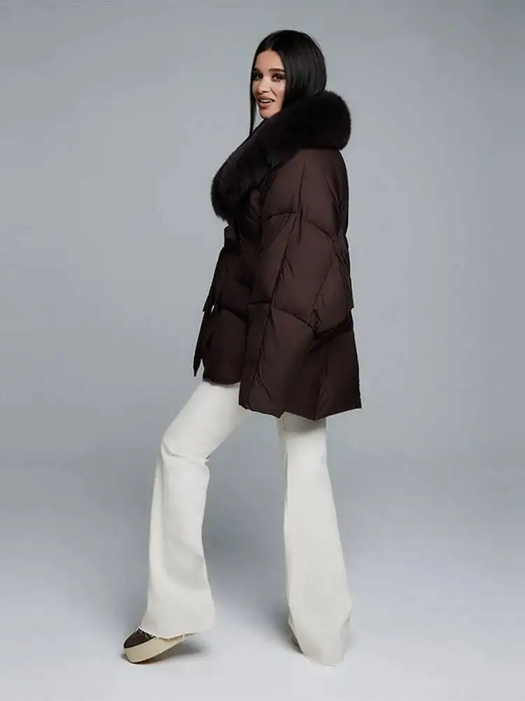 Chaquetas gruesas de algodón para mujer, abrigos de manga larga con cuello de piel desmontable y bolsillos con cordones, prendas de vestir cálidas y elegantes para invierno 2026