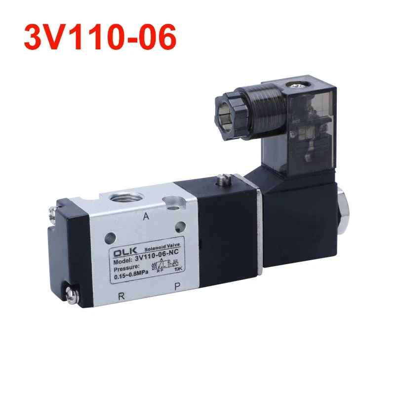 

3V110-06 Pneumatic Electric Solenoid Valve 3 Way 2 Position Control Air Gas Magnetic Valve DC12V 24V AC220V 110V