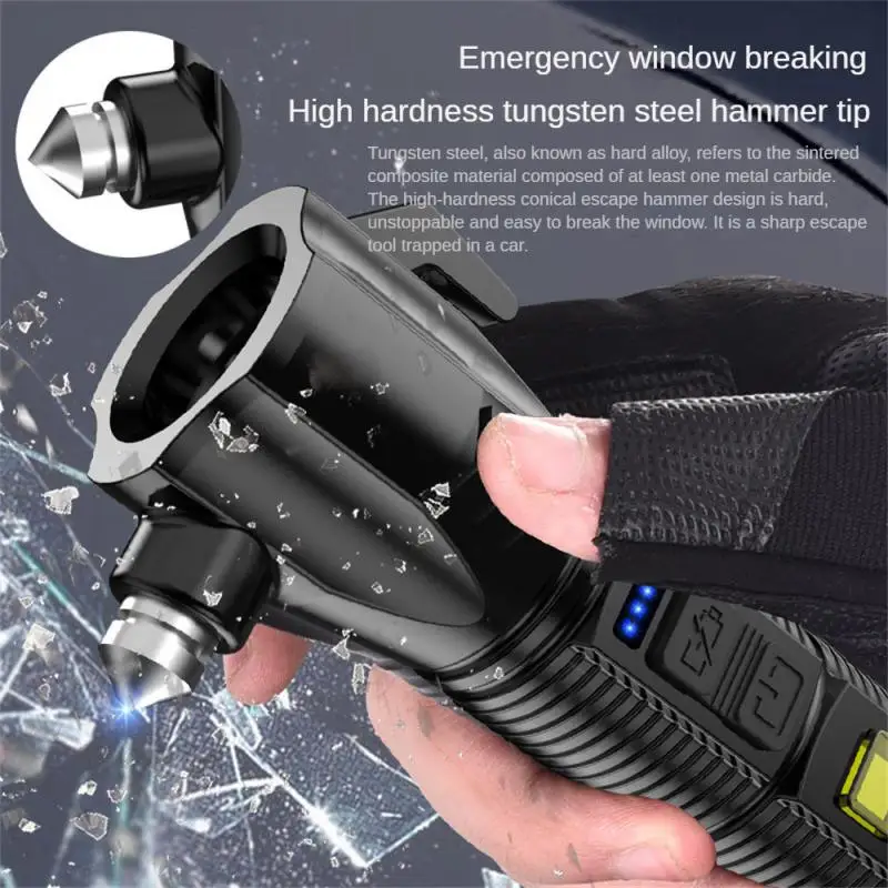 Emergency Self-defense And Rescue Hammer Flashlight Lighting Flashlight Multifunctional Lighting