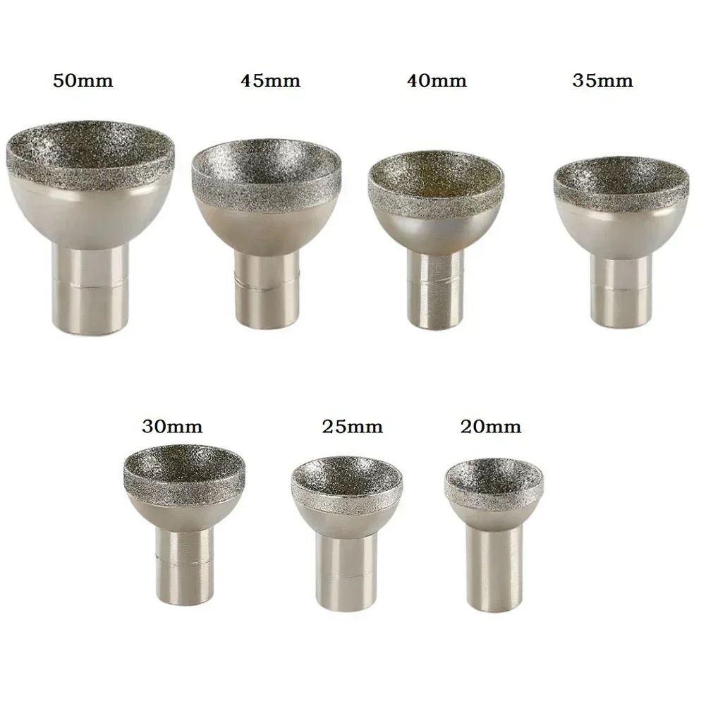 1pc Diamond Mounted Point 20-50mm Head Diameter Spherical Concave Head Bead Coarse Grinding Bit For Jade Amber Stone Beeswax