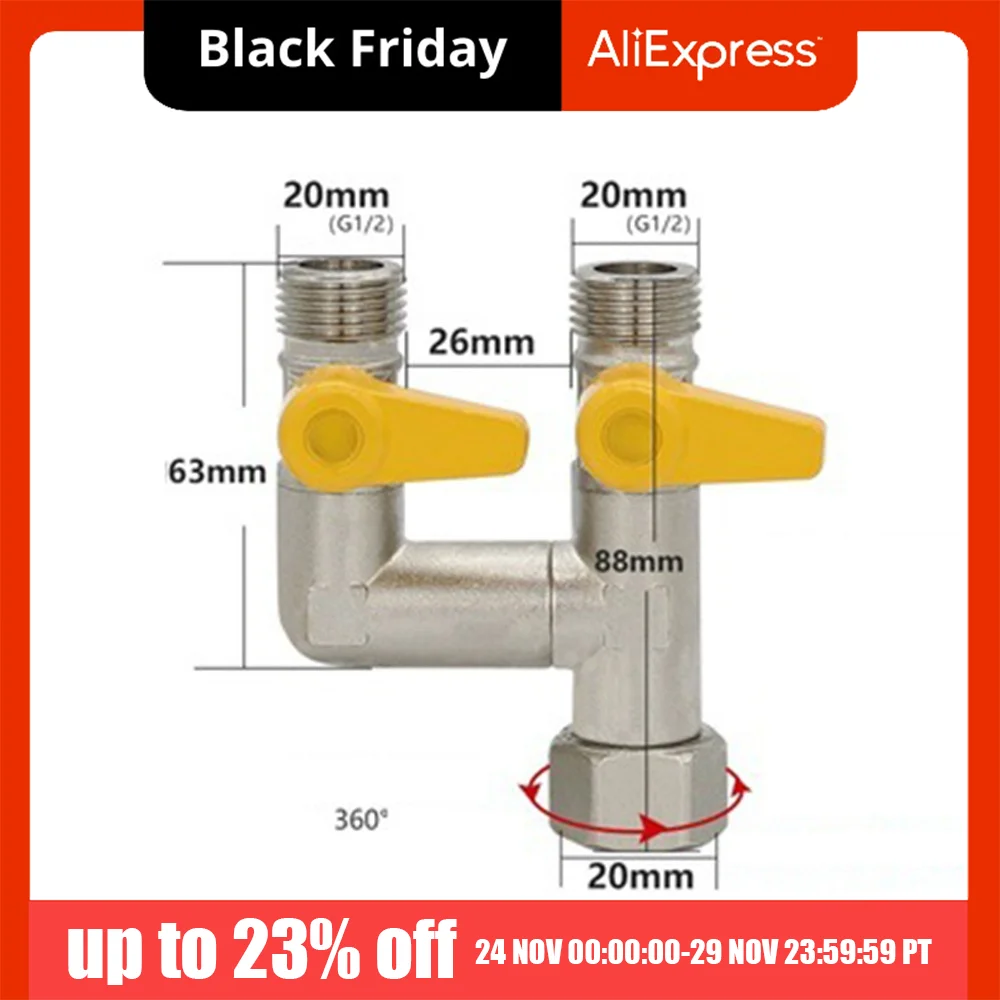 

Трехходовой латунный переключающий клапан 2/3 с штуцером 1/2 дюйма, Y-образный шаровой кран, нержавеющий, легко устанавливаемый, многофункциональный, трехходовой запорный клапан