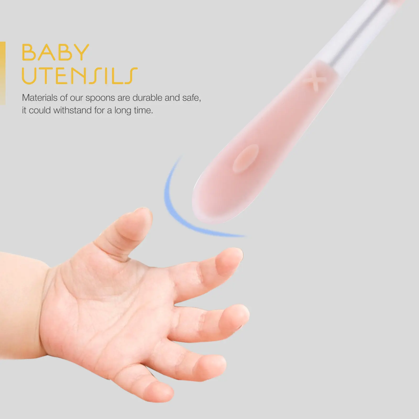 2Pcs Silicone Baby Spoons Compact Light Easy to Resistant Break Resistant Lovely Design Toddler Eating Tools Baby