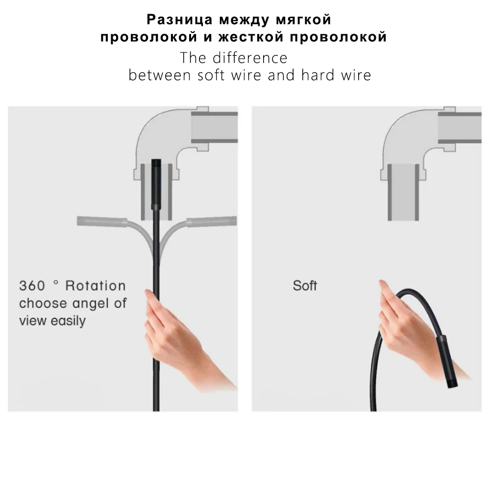 1-10m Car Inspection Endoscope Camera Android Type C PC 7MM USB Waterproof Borescope Camera for Car Scenarios 6 Led Lights