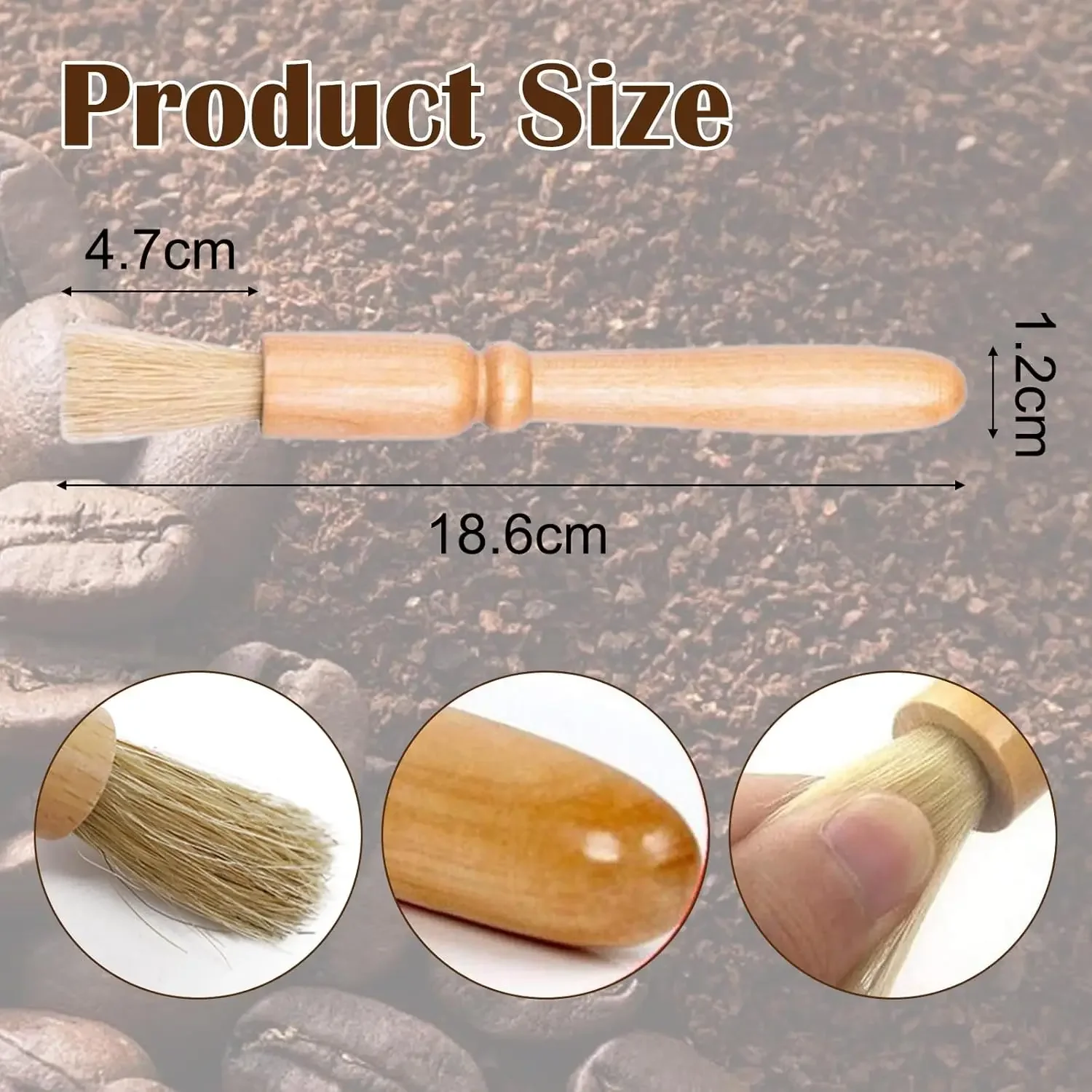 Coffee Machine Cleaning Brush, Coffee Bean Grinder & Espresso Machine, Wood Handle and Soft Bristles Wood Brush for Coffee