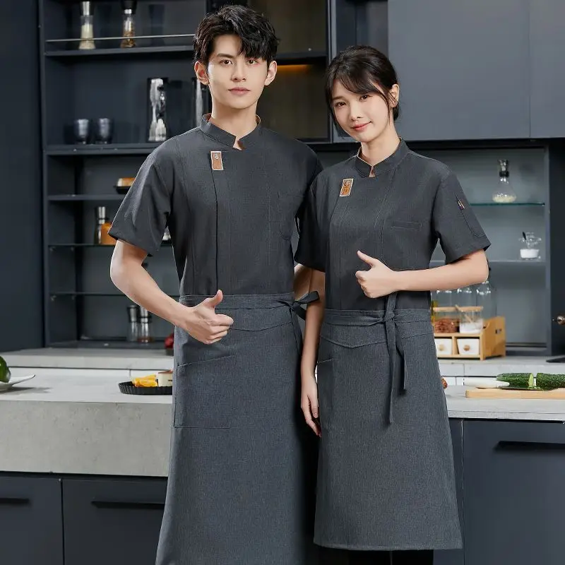 블랙 셰프 재킷 반팔 요리사 셔츠 스시 긴팔 셰프 유니폼 베이커리 레스토랑 웨이트리스 웨이터 유니폼 상의 여성용