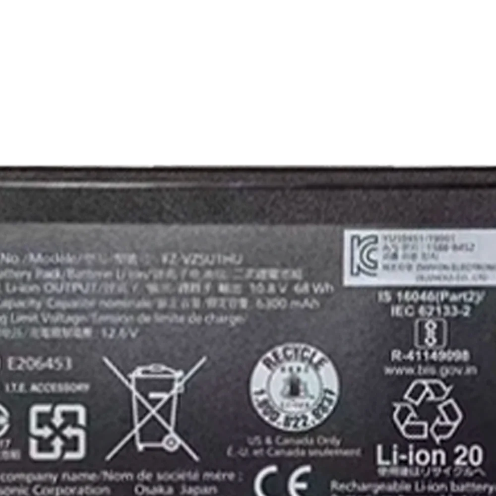 FZ-VZSU1HU 10.8V 68Wh 6300mAh Genuine Original Laptop Battery For Panasonic Toughbook FZ-55 FZ-VZSU1HU Mk1 and Mk2 3INR19/66-2