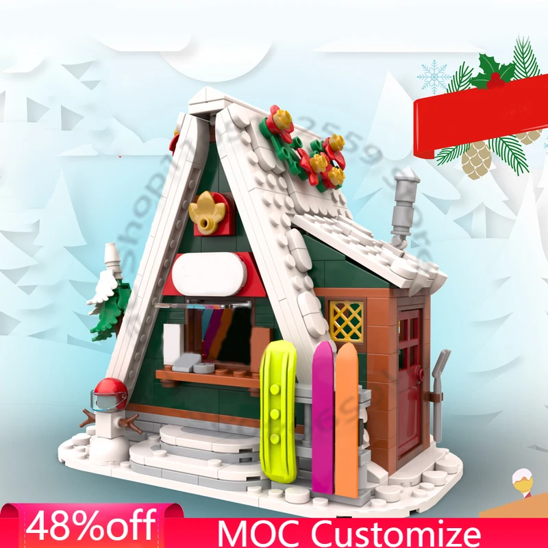 

470 PCS Couple Christmas Ski Shool MOC Customize Modular Building Block Design Brick Model Kids Simple DIY Boy Assembly Toy Gift