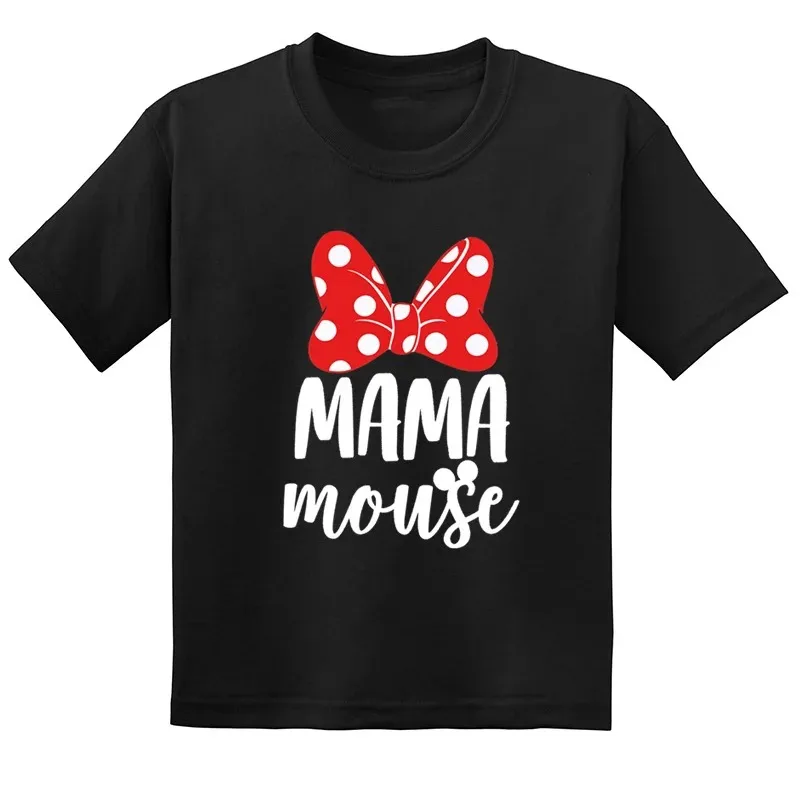 Matching Family Outfits Clothes Family Look MAMA & MINI Mouse Print T shirt Mom Daughter Cotton Tops Baby Girls Cute T-shirt