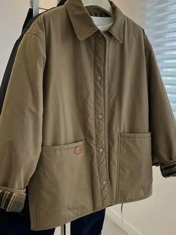 

Хлопковая куртка больших размеров, женская зимняя повседневная универсальная цветная теплая полиэстеровая внутренняя часть, длинное пальто с воротником-стойкой све