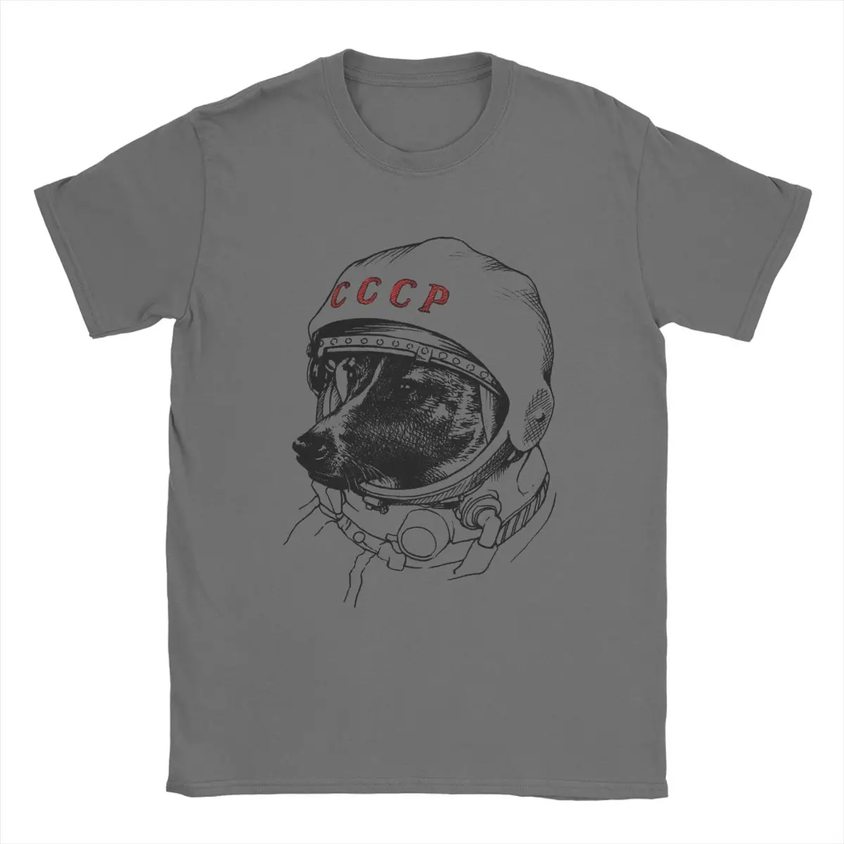 CCCP Rusia Laika Space Urss Astronauta Dog Men\'s T Shirt Awesome Tee Shirt Short Sleeve T-Shirts Cotton Gift Idea Clothes