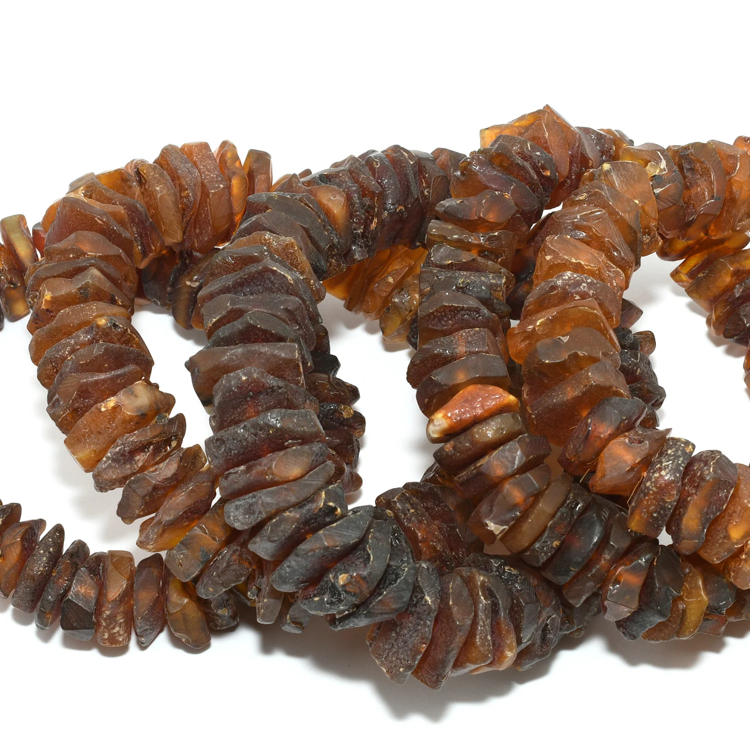 Natural Baltic Amber Faceted Chip Beads Bracelet 15mm-20mm, Matt Surface