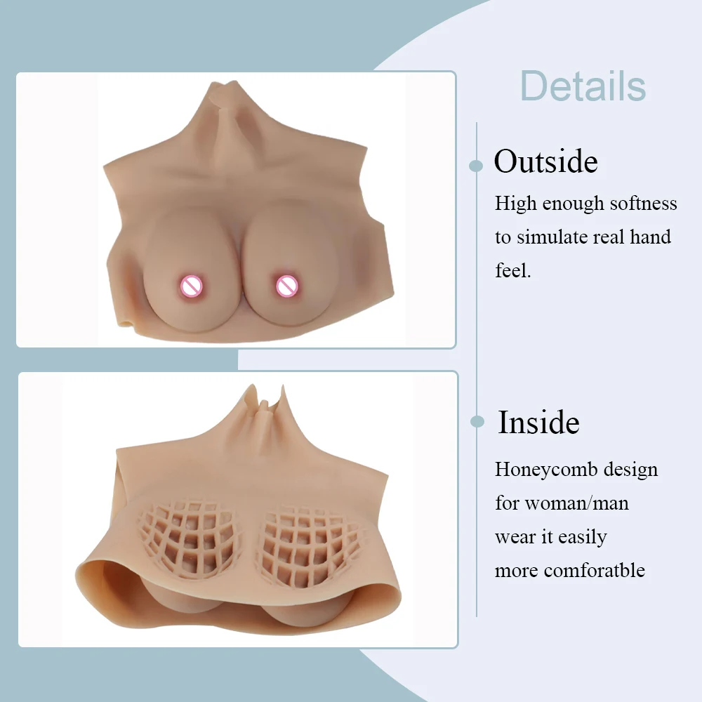 C Cup High Collar Fake Boobs Silicone Breasts Forms for Mastectomy Breast Cancer Patient Realistic Tits Wearable Artifical Chest