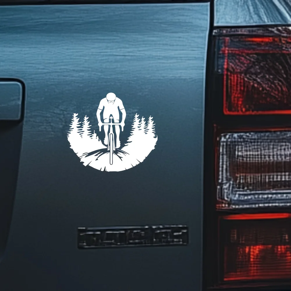 Cyclist Silhouette Waterproof Vinyl Sticker, Durable Outdoor Decal for Car, Truck, SUV, Ideal for Cycling Enthusiasts