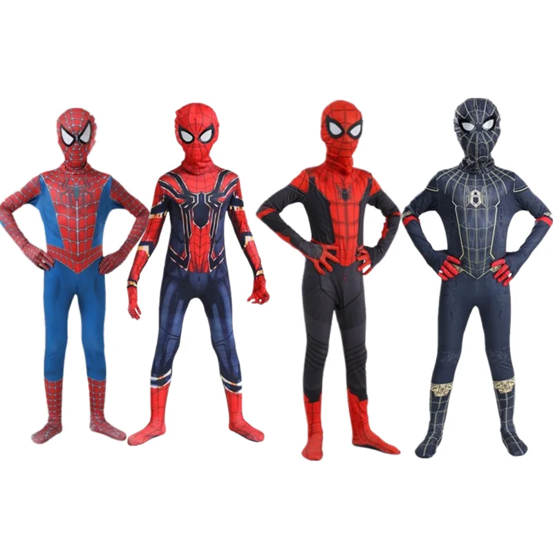 MINISO Boys Spider-Man Cosplay Costumes Jumpsuit Superhero Miles Morales Movie Role Play Boys Girls Halloween Carnival Clothes