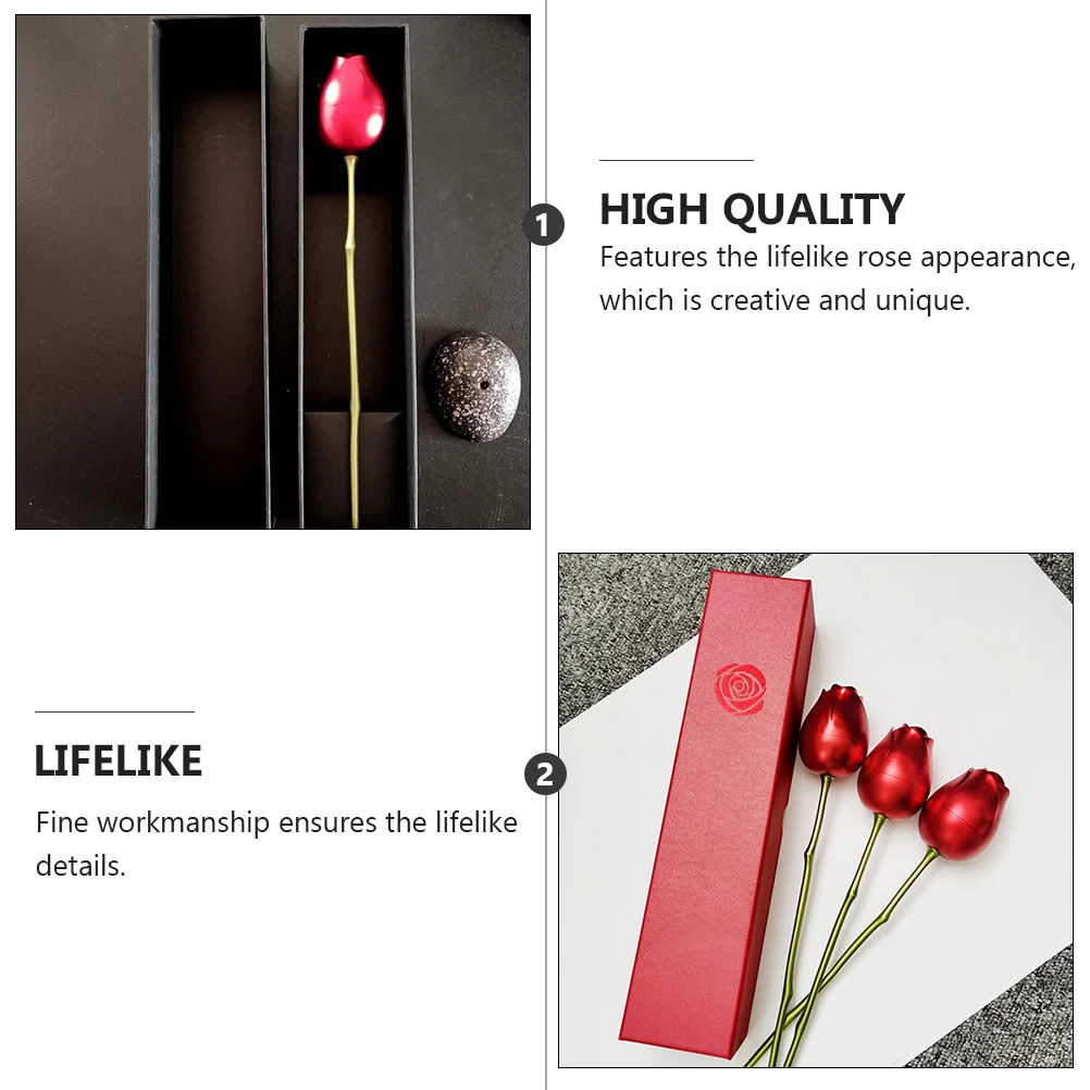 

Storage Box Rose Jewelry Eternal Ring Holder Aluminum Metal Wedding Case Flower
