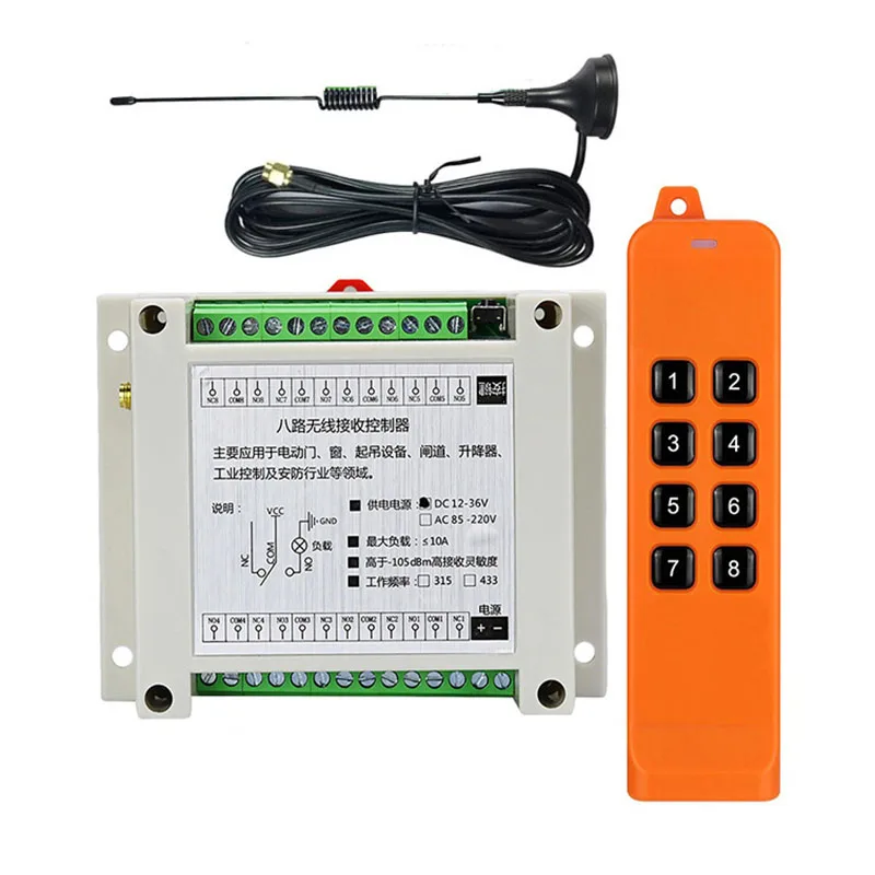 

3000m DC12V 24V 36V 8CH 8 CH Radio Controller RF Wireless Remote Control Overhead travelling crane System Receiver 868Mhz Remote